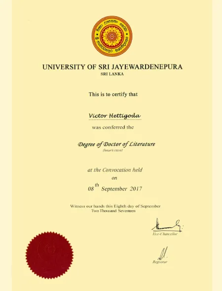 The Degree of  Doctor of Literature