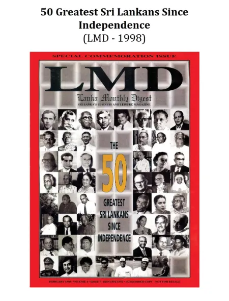 One of the 50 Greatest Sri Lankans since Independence