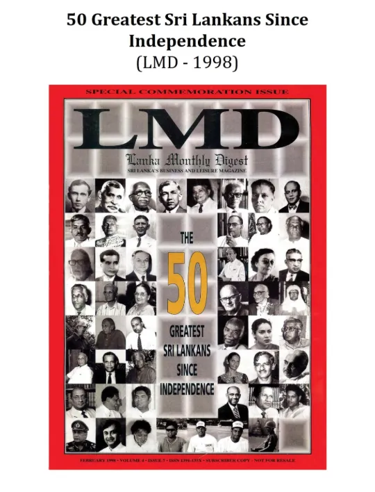 One of the 50 Greatest Sri Lankans since Independence